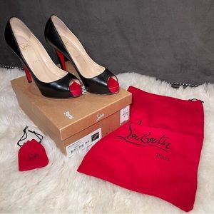 ✨👠CHRISTIAN LOUBOUTIN Kid Very Prive 120 Pumps, Black and Red, Size 38.5